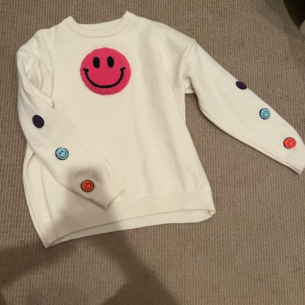 Smiley face sweater, size large